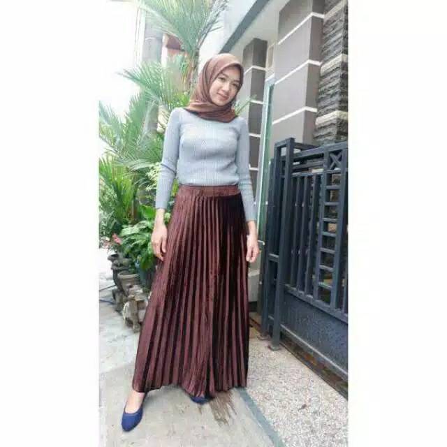 (BISA COD) ROK BLUDRU PLISKET VELVET MAXY IMPORT/ROK PLISKET BLUDRU IMPORT / ROK BLUDRU PANJANG