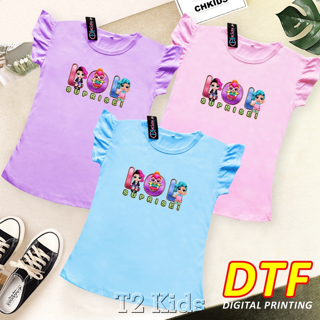 baju anak perempuan DTF LOL/  baju anak ruffle LOL/ kaos anak perempuan LOL/ kaos anak DTF