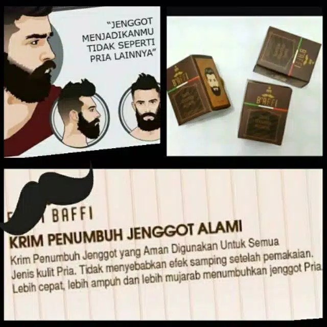 CREAM PENUMBUH RAMBUT BREWOK KUMIS JENGGOT BULU TANGAN KAKI MATA ALIS ORIGINAL BAFFI