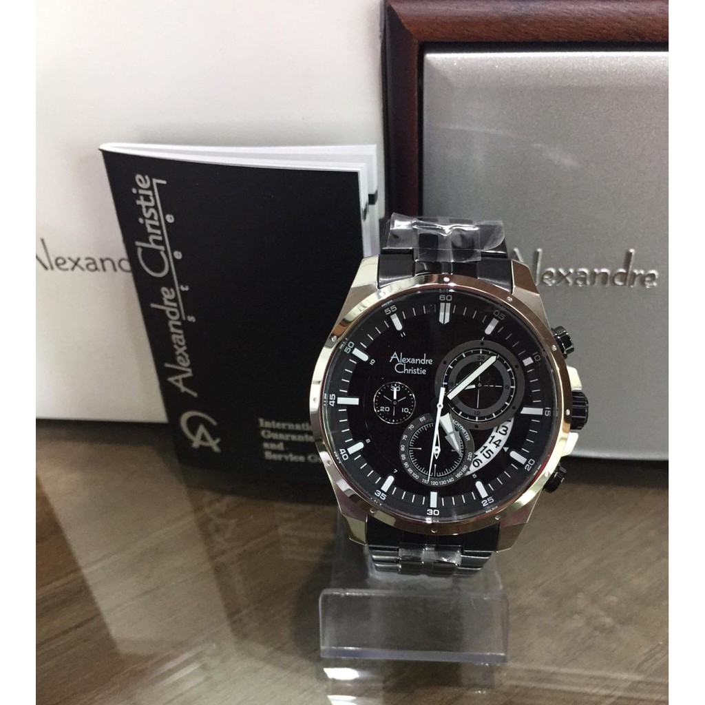 JAM TANGAN PRIA ALEXANDRE CHRISTIE 6496 BLACK SILVER ORIGINAL
