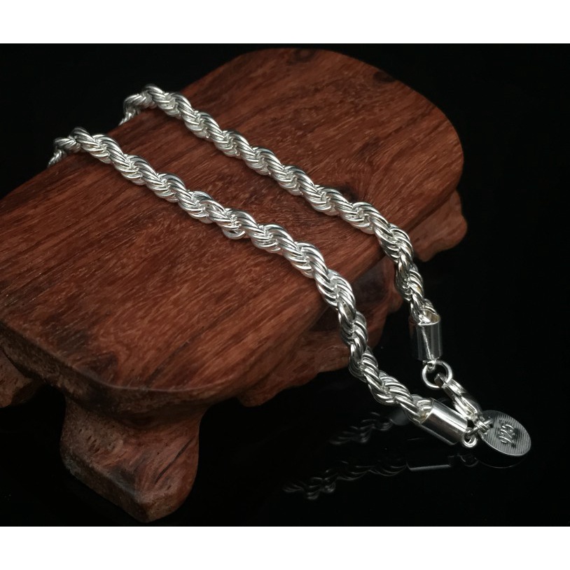 Gelang Tali Twisted Bahan Stainless Steel Warna Silver Ukuran 4MM