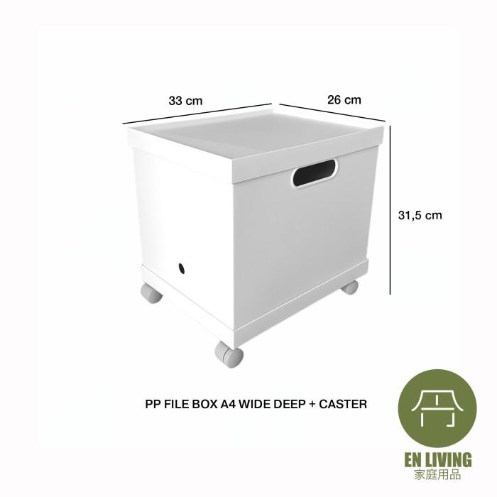 

EN LIVING PP File Box WIDE DEEP + Lid + Caster / Box File / Kotak Best Seller