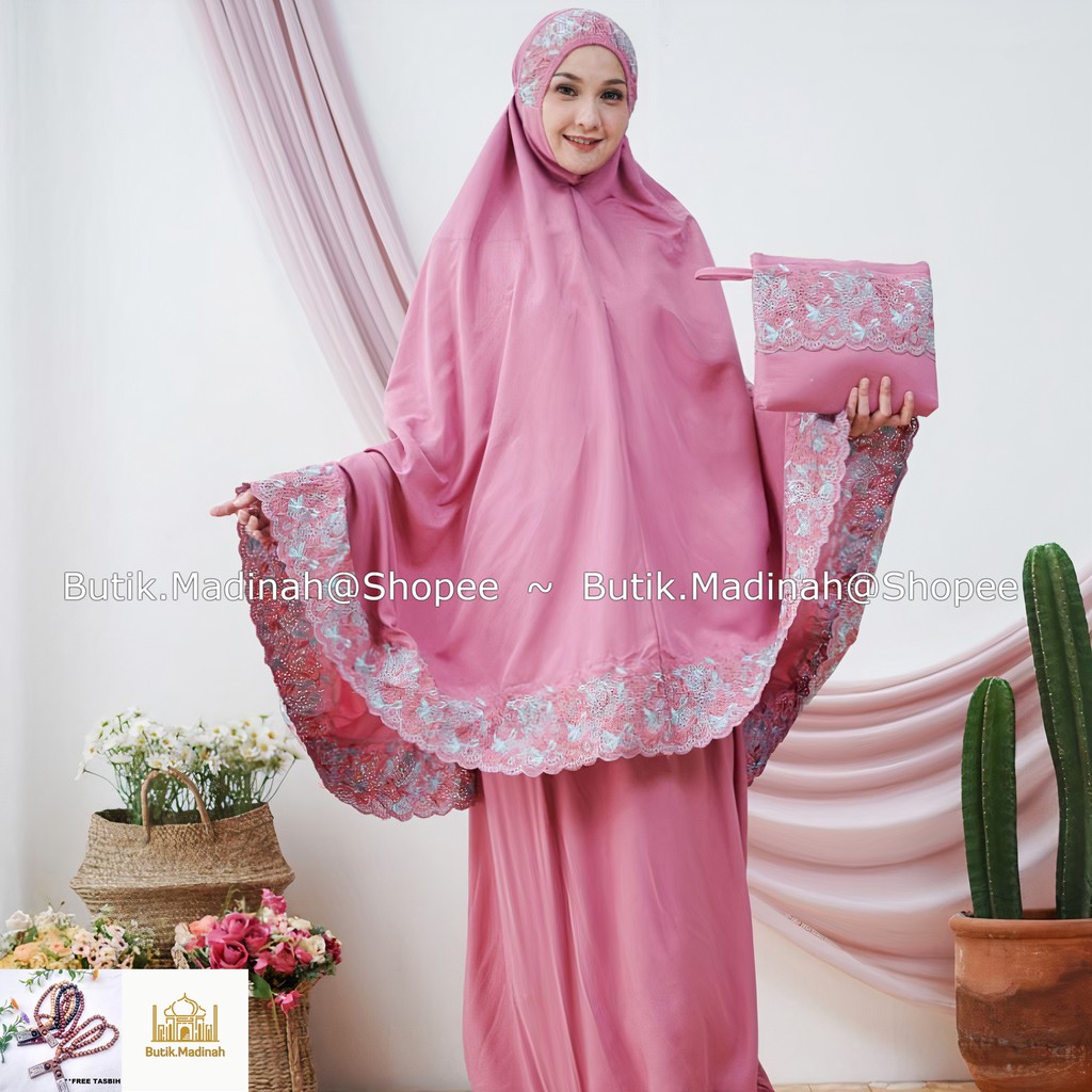 BUTIK.MADINAH MUKENA DEWASA SYAHBANI SITI KHADIJAH FLORALEENA KATUN BORDIR BRUKAT