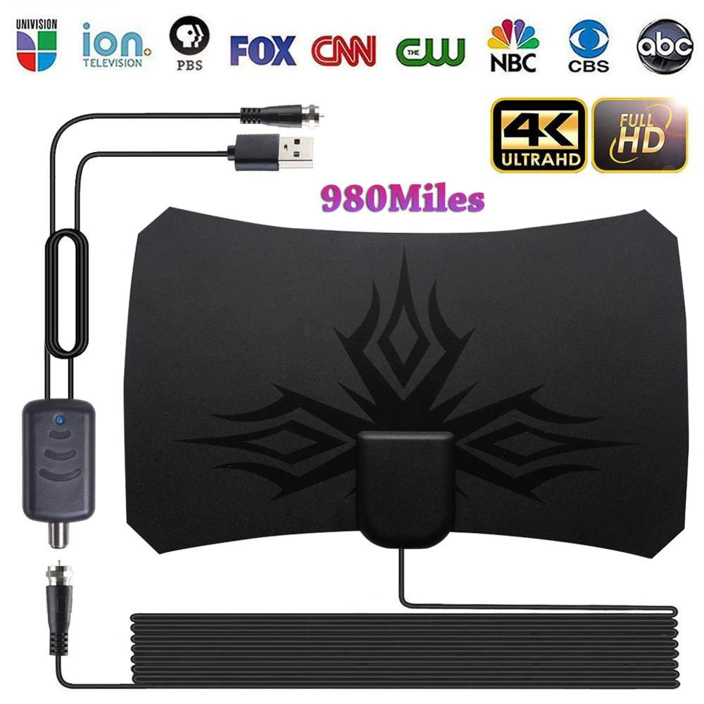 [100% ORIGINAL] ANTENA TV SIGNAL INDOOR DIGITAL + BOOSTER TAFFWARE 980 MILE DVB-T2 HDTV