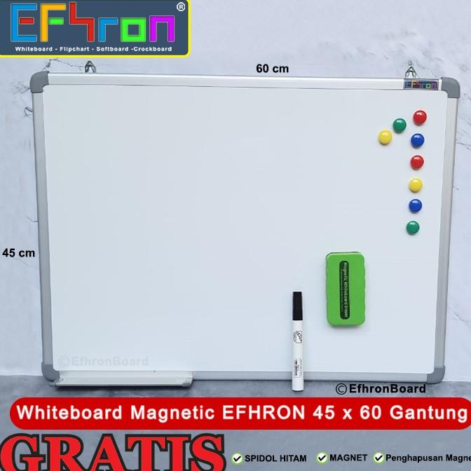 

Whiteboard Magnetic EFHRON 45 x 60 cm Gantung Spdl HTM, Magnet, HPSN
