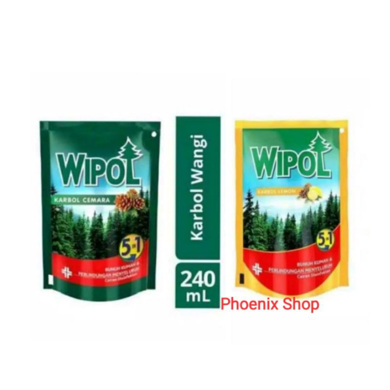 WIPOL KARBOL REFILL 240ml / PEMBERSIH LANTAI POUNCH CAIRAN DISINFEKTAN