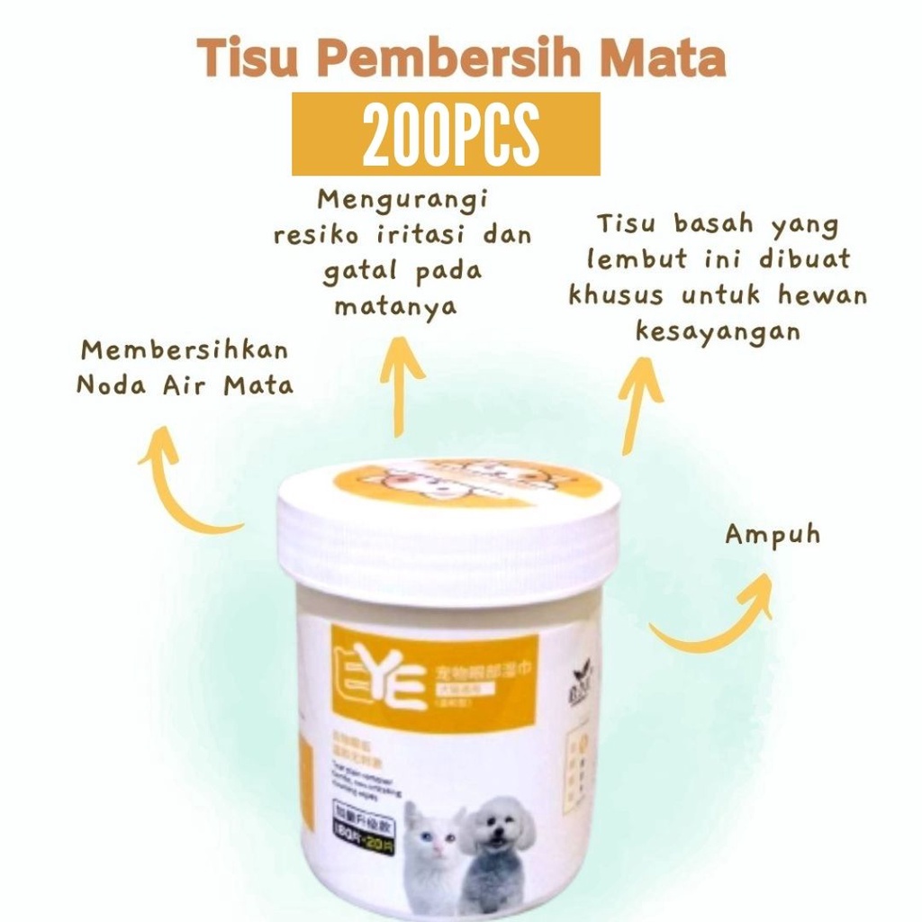 Tisu Basah Pembersih Tear Stain/ Noda Air Mata Anjing Kucing TEAR STAIN REMOVER TISSUE CAT 200PCS LEBIH HEMAT FEFARM