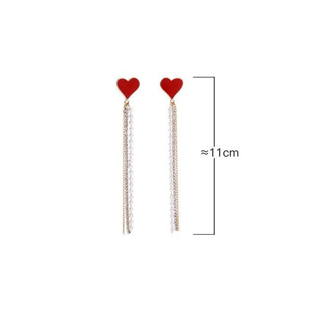 LRC Anting Tusuk Fashion Gold S925 Silver Needle Dripping Peach Heart Tassel Earrings F67613