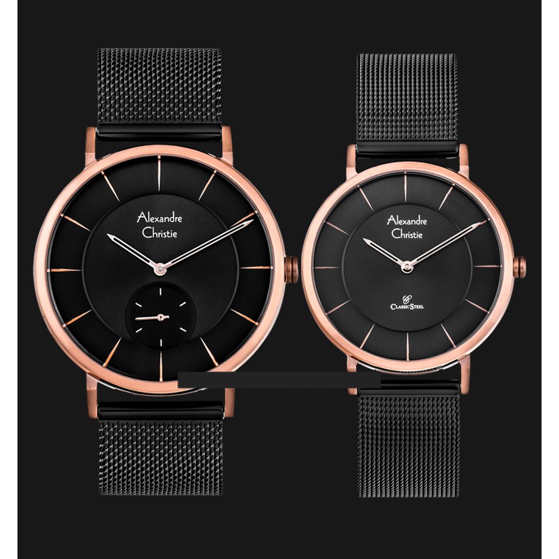 Alexandre Christie AC 8586 BBRBA Couple Black Rosegold