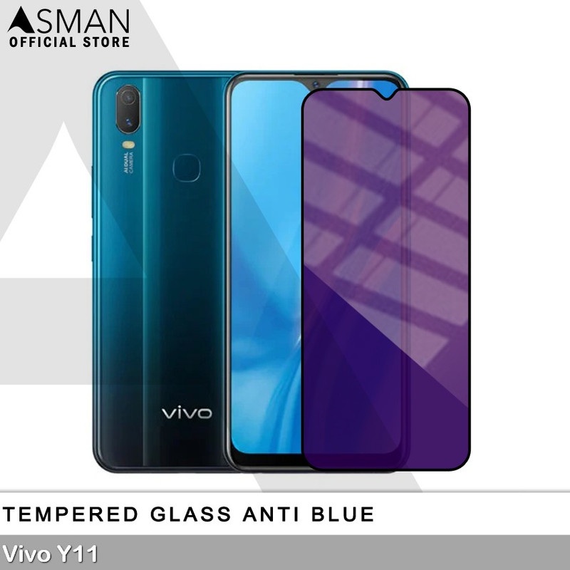 Tempered Glass Blue Light Full Lem VIVO Y11 Anti Radiasi Screen Protector