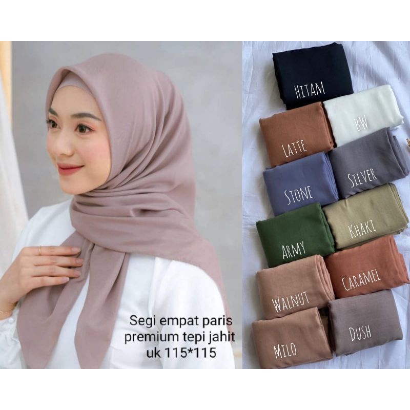 Jual Pecinta hijab jilbab segiempat paris premium voal tebal gak lepek