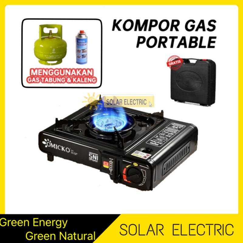 Kompor Gas Portable OMICKO 2 in 1 Tungku Masak Kualitas Bagus SNI