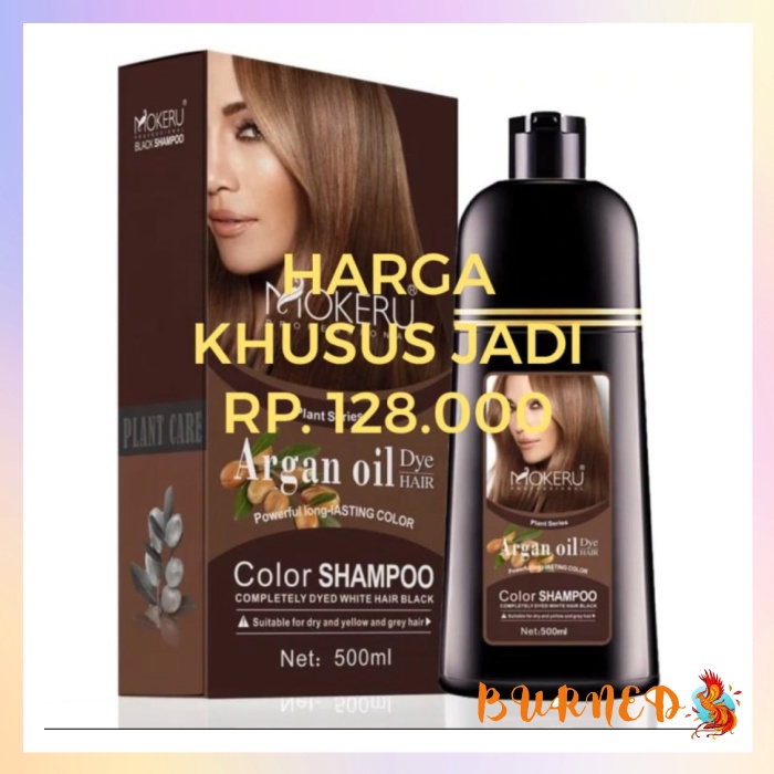 [BERKUALITAS] MOKERU ARGAN OIL DYE HAIR SHAMPOO 500ML - NATURAL BLACK