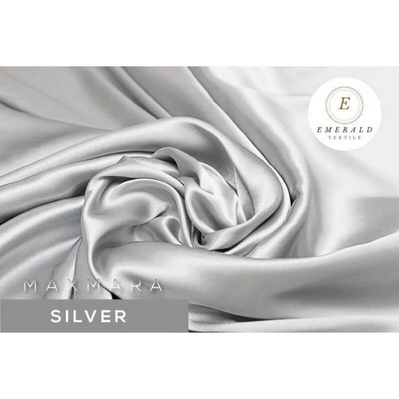 Jual Setengah Meter Kain Satin Charmuse Maxmara Silk Premium Silver Silver Grey Harga Per