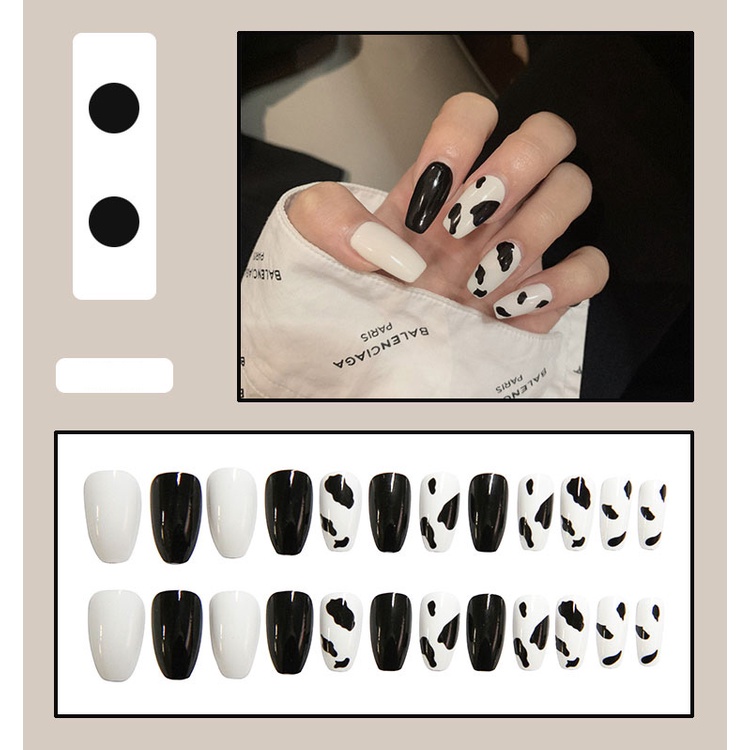 Kuku Palsu Fake Nail 24 Pcs Kemasan Strip Kuku Palsu Baru Fake Nails Kuku Palsu 3d Kuku Palsu Polos French Manicure-T136