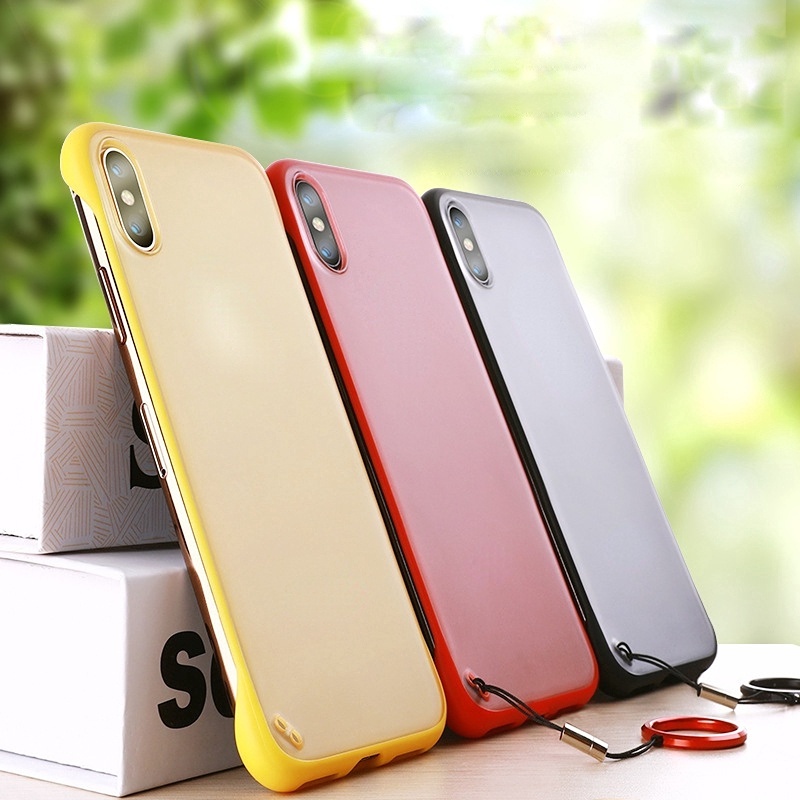 Most Popular Frameless Compatible With iphone Case,No Border Matte 6s 7 8 Plus XR XS MAX Ultra-thin Clear Cover+Ring