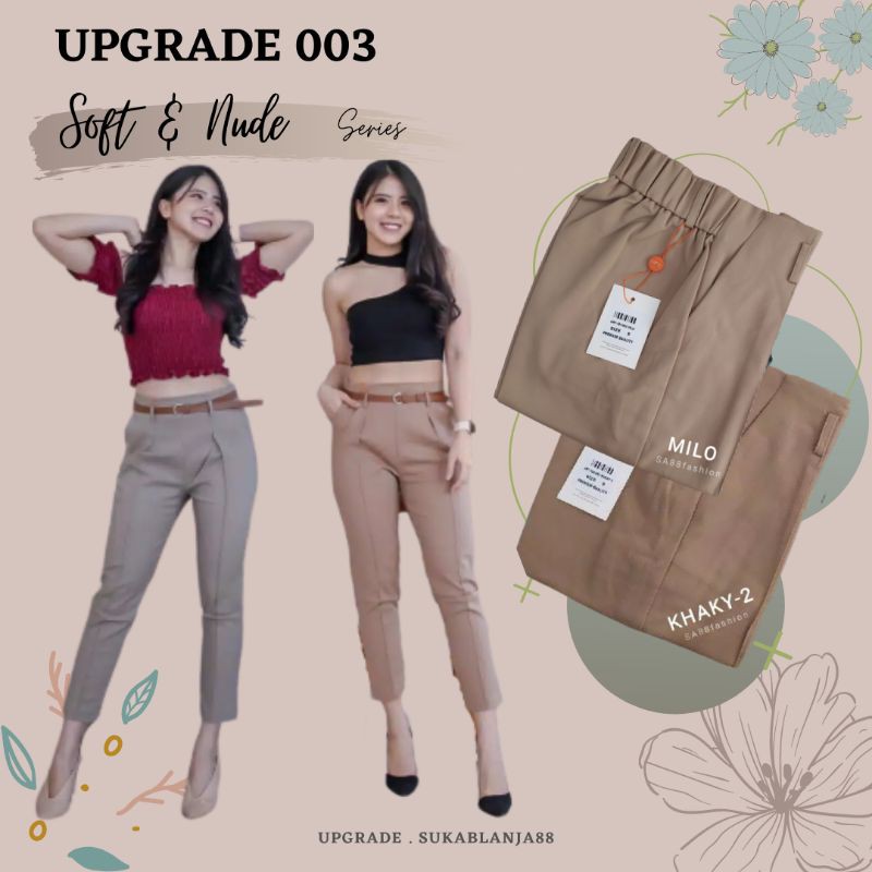 Celana Kantor Bahan Cotton Upgrade 003 Wanita Premium Import Pinggang Karet Original