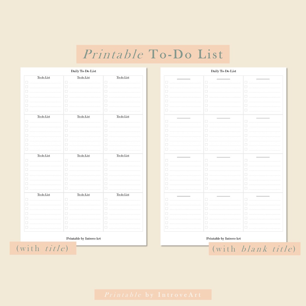

Simple To-Do List Polos (12 pcs) untuk Checklist/Agenda [Printable/Digital File]