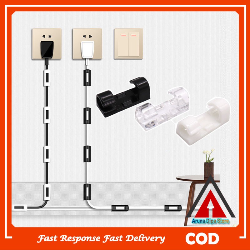 Klip Perapih Kabel Tanpa Paku / Klip Klem Kabel Tempel 1 Pack / Organizer Pengikat Penjepit Kabel Te
