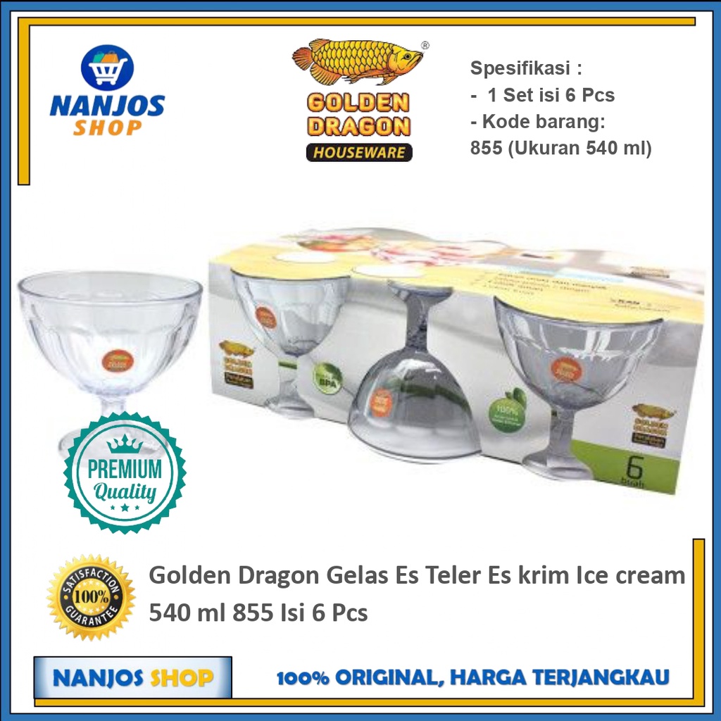 Golden Dragon Gelas Es Teler Es krim Ice cream 540 ml 855 Isi 6 Pcs