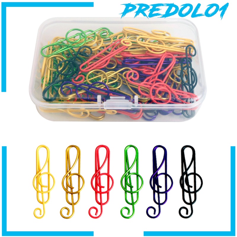 [PREDOLO1] 100Pcs TPE Coated Paper Clip Musical Notes School Paperclip Paper Clamp Clip