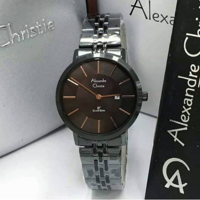 Jam Alexandre Christie Wanita Original AC8597 Stainless steel Hitam