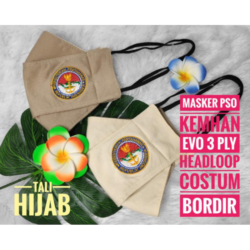 masker pso kemhan logo bordir 3 ply