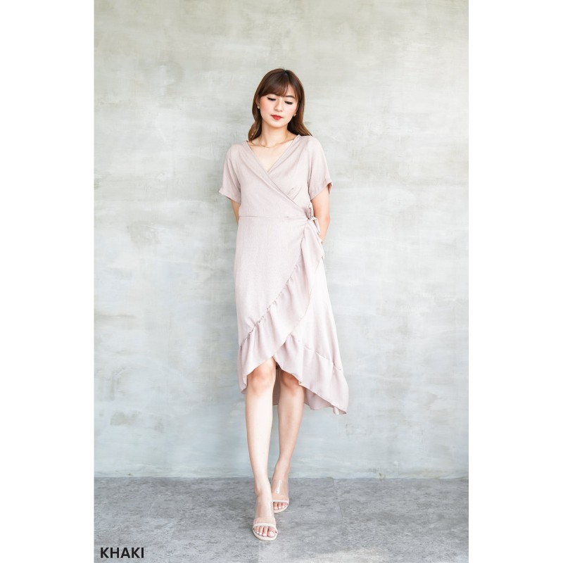 Kimono Crinkle Dress Casual Dres Wanita