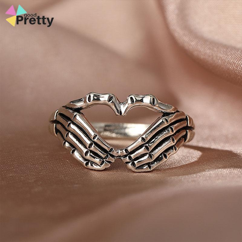 Korea Retro Hell Ghost Tangan Cinta Cincin Mendominasi Tren Pria Dan Wanita Cincin Perhiasan - PD