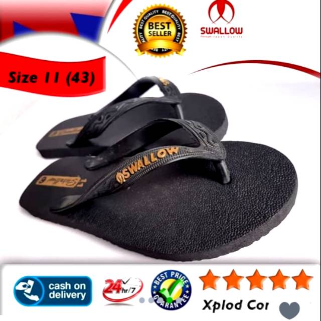 Sandal jepit Swallow hitam / sandal japit murah Savilo black Gold