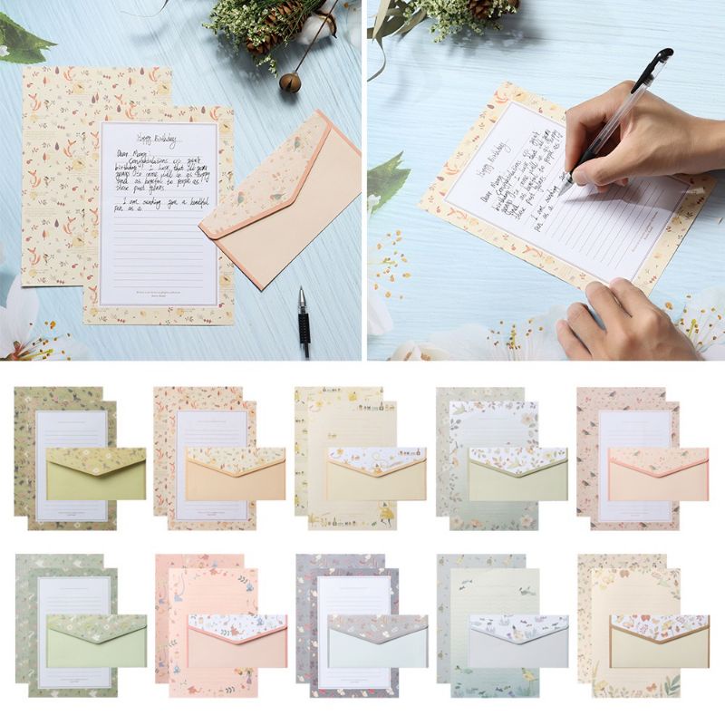 

SHISHIMI 3pcs/set Kertas Surat Vintage / Amplop Vintage Bermotif Warna / VINTAGE LETTER PAPER ENVELOPE