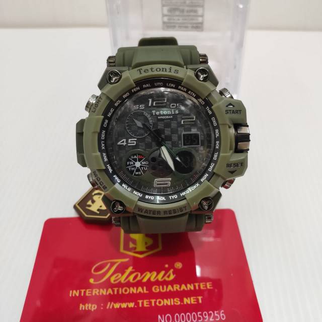 Jam Tangan Pria Tetonis Double Time Tali Rubber Waterproof