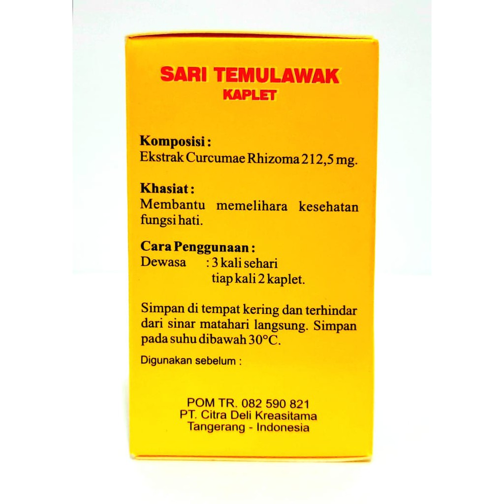 SARI TEMULAWAK KAPLET - obat liver - hepatitis - penyakit kuning