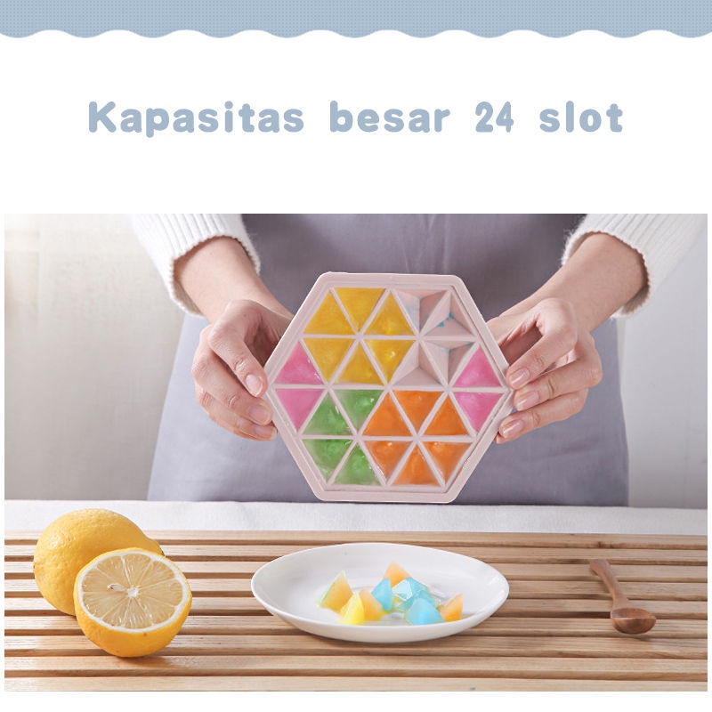 Cetakan Es Batu Hexagonal DIY Kreatif  Cetakan Agar Agar Cetakan Makanan 24 Slot dengan Penutup