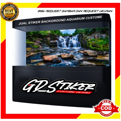 STICKER AQUARIUM / BACKGROUND AQUARIUM / WALLPAPER AQUARIUM WATERFALL / AIR TERJUN / PEMANDANGAN