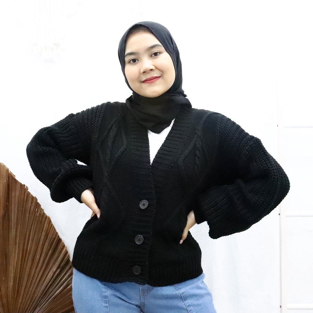 CABLE CROP / Cardigan Rajut Crop Motif Kepang Wanita Style Korea Tebal Premium Jumbo Terbaru 2021