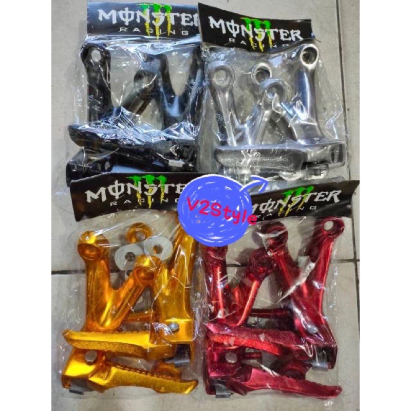 FOOTSTEP KAKI BELAKANG STEP GANTUNG LIPAT SATRIA FU JUPITER VEGA ZR MX KING SET KIRI KANAN FULL CHROME BLACK RED GOLD SILVER HITAM MERAH EMAS  FULL CNC PNP FREE BREKET