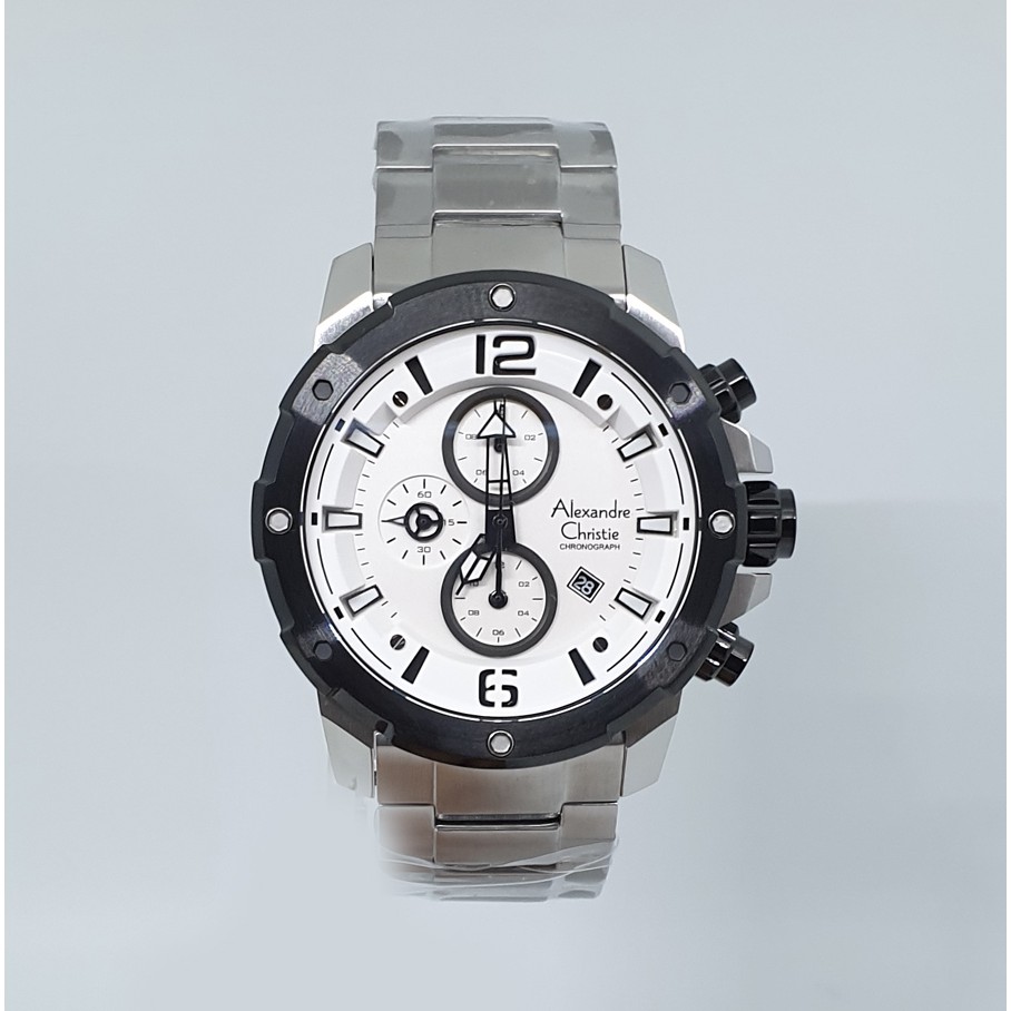 Alexandre Christie Ac6410 Silver Plat Putih Jam Tangan Pria Original