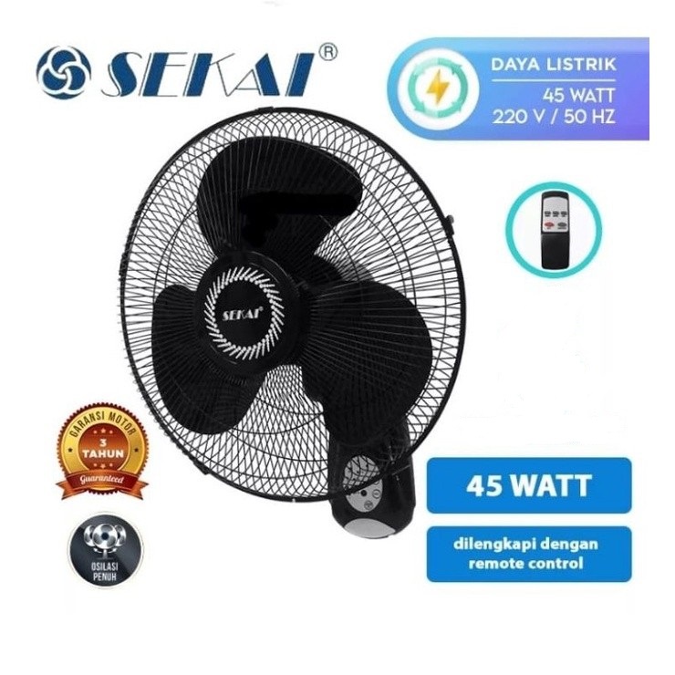 SEKAI KIPAS ANGIN DINDING WALLFAN 16&quot; 16IN WFN 1628R 1628 RC + REMOTE CONTROL WALL FAN 16 INCH  45 WATT