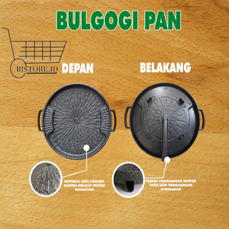 Bulgogi Grill Pan 32cm Bulgogi Marble Panggangan BBQ TANPA TUTUP KACA Original