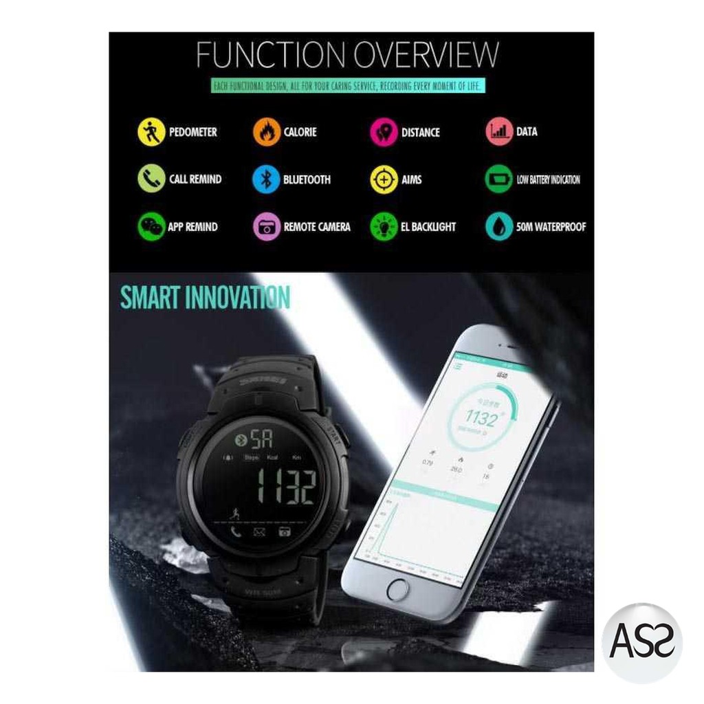 ASS Shop - SKMEI Jam Tangan Olahraga Smartwatch Bluetooth - 1301