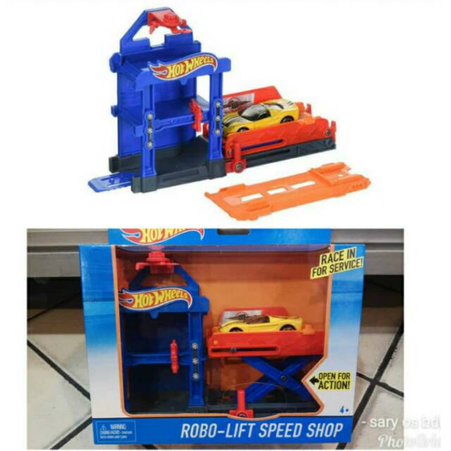 Mainan Track Hot Wheels Robo Lift Speed Shop