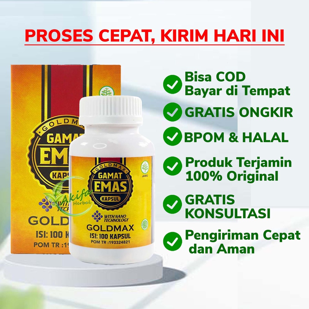 Jual Akifa Herbal Goldmax Gamat Emas Kapsul 100 Kapsul Original