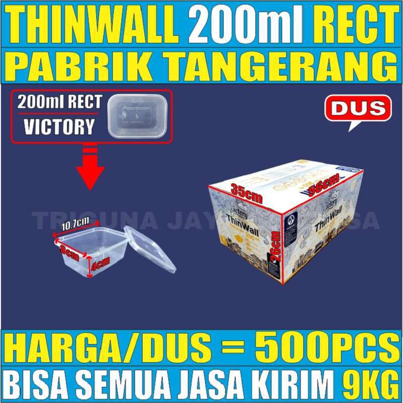 Thinwall 200ml Rectangle Food Container Kotak Makan Dus Semua Jasa Kirim