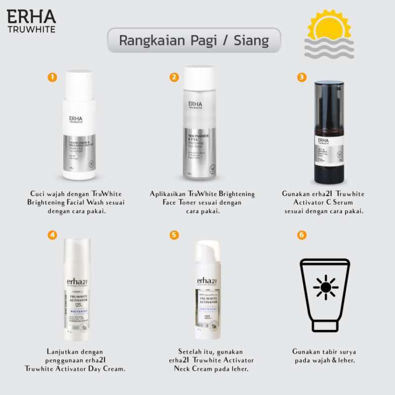 ERHA Truwhite Brightening Series  Erha Skincare ERHA Day Cream ERHA Night Cream ERHA Face Toner ERHA Facial Wash