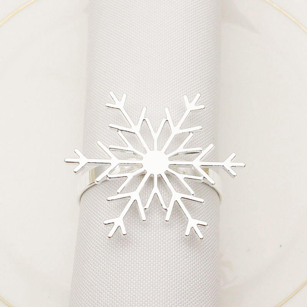 [Elegan] Dekorasi Meja Reuseable Golden Large Untuk Xmas, Pesta, Pernikahan Napkin Holders Snowflake Shaped Napkin Buckle