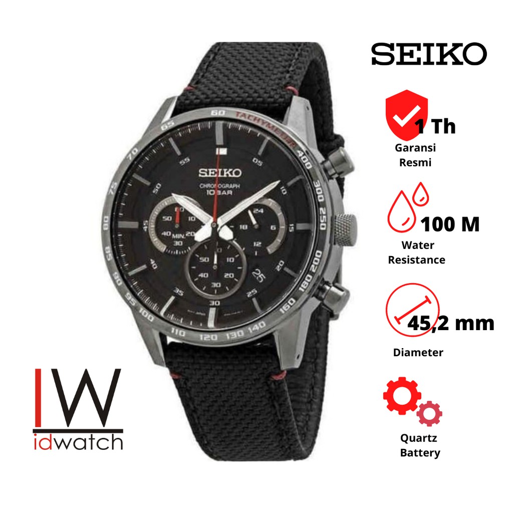 Seiko SSB359P1 Chronograph Jam Tangan Pria Original SSB359 Cowok Sports Strap Nylon Nilon Kanvas