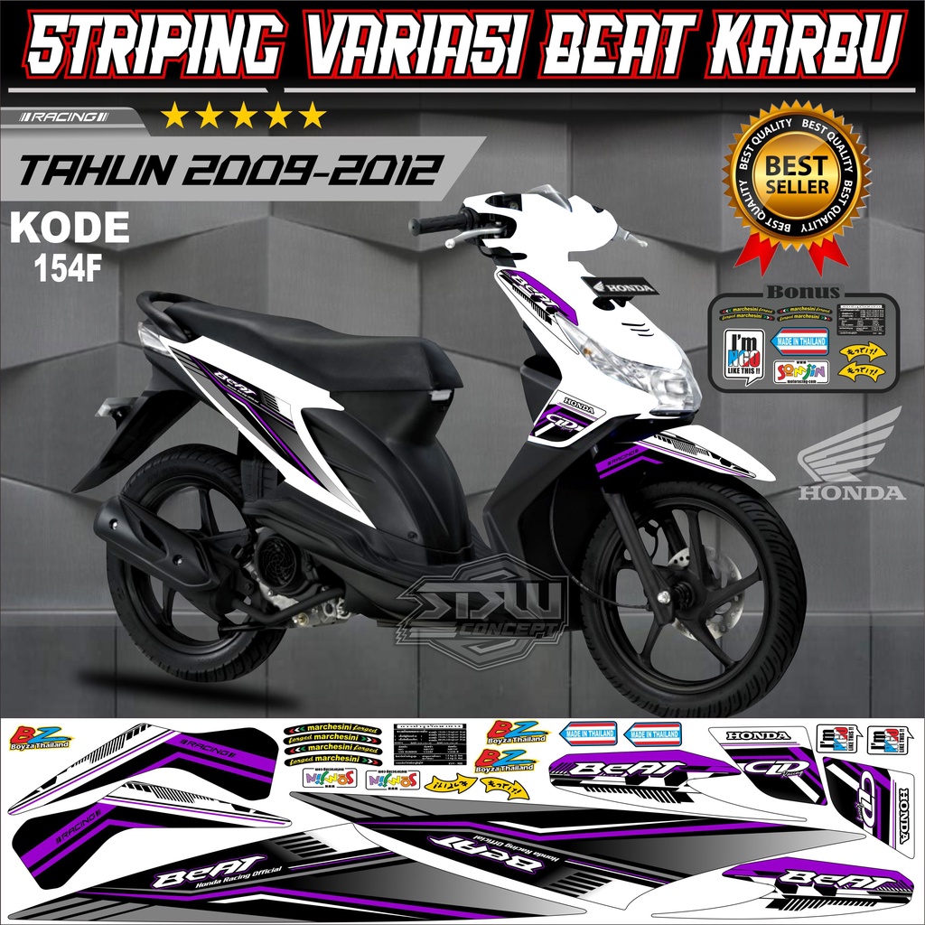 Striping Beat Karbu Stiker Lis Motor Beat Karbu Variasi kode 154