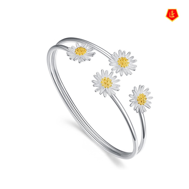 [Ready Stock]925 Silver Daisy Silver Bracelet Simple Niche Temperament