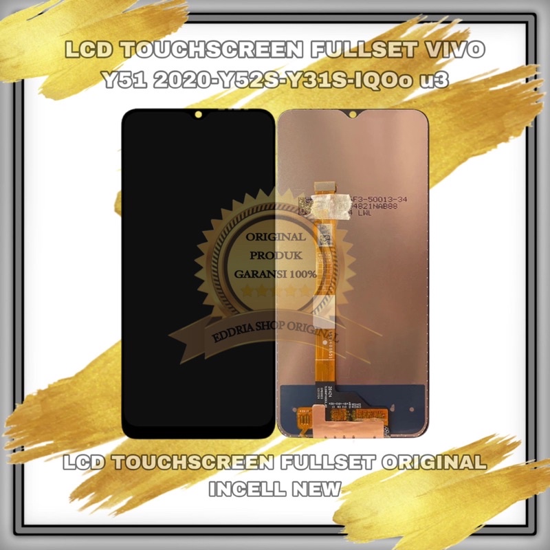 Lcd Touchscreen Vivo Y51 2020/Y52S/Y31S/IQOO U3 Black Incell Fullset Original New